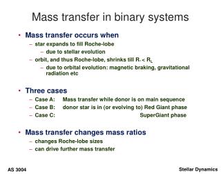Mass transfer in binary systems