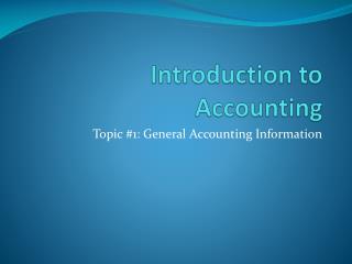 Introduction to Accounting