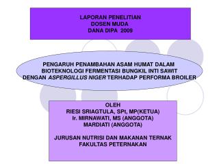 LAPORAN PENELITIAN DOSEN MUDA DANA DIPA 2009