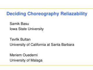 Deciding Choreography Reliazability