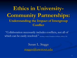 Ethics in University-Community Partnerships: Understanding the Impact of Intergroup Conflict