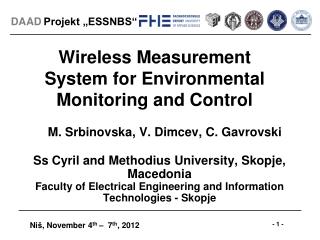 Wireless Measurement System for Environmental Monitoring and Control