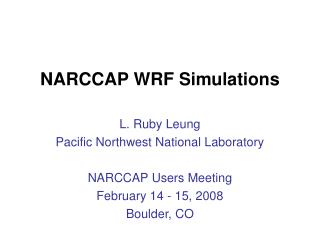 NARCCAP WRF Simulations