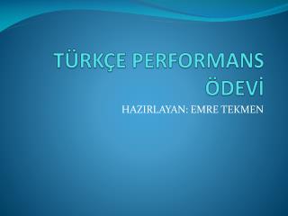 TÜRKÇE PERFORMANS ÖDEVİ