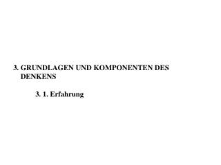 3. GRUNDLAGEN UND KOMPONENTEN DES DENKENS 	3. 1. Erfahrung