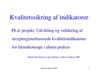 Kvalitetssikring af indikatorer