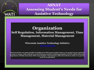 ASNAT Assessing Student’s Needs for Assistive Technology