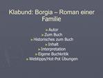Klabund: Borgia Roman einer Familie