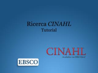 Ricerca CINAHL Tutorial