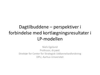 Dagtilbuddene – perspektiver i forbindelse med kortlægningsresultater i LP-modellen