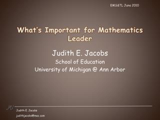 What’s Important for Mathematics Leader