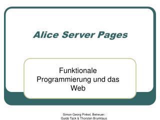 Alice Server Pages