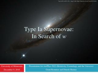 Type Ia Supernovae: In Search of w