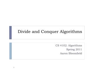 Divide and Conquer Algorithms