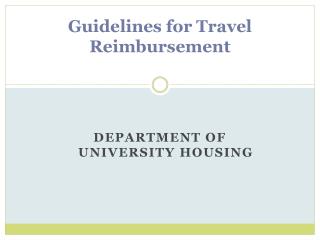 Guidelines for Travel Reimbursement