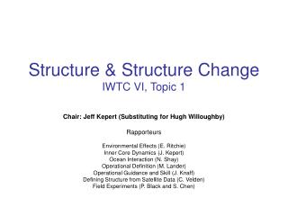 Structure &amp; Structure Change IWTC VI, Topic 1
