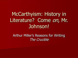 the efects of the investigation on millers writing of the crucible The keen social conscience evident in these plays has continued to manifest itself in miller's writing in the tony award-winning the crucible (1953), for instance, he wrote of the witch-hunts in colonial salem, mass, and implied a parallel with the congressional investigations into subversion then in progress. the efects of the investigation on millers writing of the crucible The keen social conscience evident in these plays has continued to manifest itself in miller's writing in the tony award-winning the crucible (1953), for instance, he wrote of the witch-hunts in colonial salem, mass, and implied a parallel with the congressional investigations into subversion then in progress.