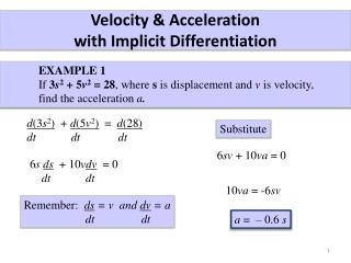 Velocity &amp; Acceleration with Implicit Differentiation