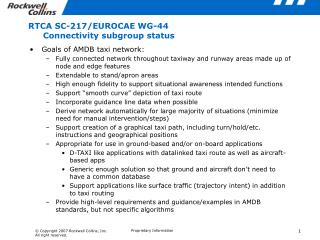 RTCA SC-217/EUROCAE WG-44 Connectivity subgroup status