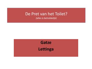 De Pret van het Toilet? (alles is betrekkelijk)