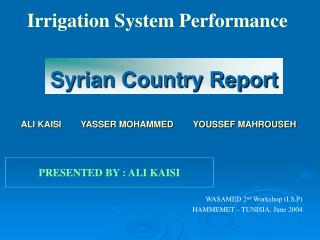 Syrian Country Report