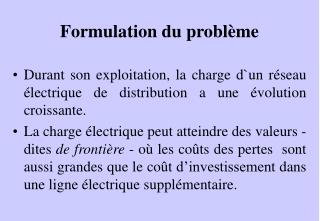 Formulation du problème