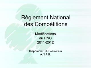 Règlement National des Compétitions