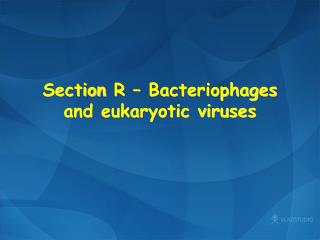 Section R – Bacteriophages and eukaryotic viruses