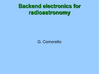 Backend electronics for radioastronomy