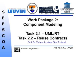 Work Package 2: Component Modeling Task 2.1 – UML/RT Task 2.2 – Reuse Contracts
