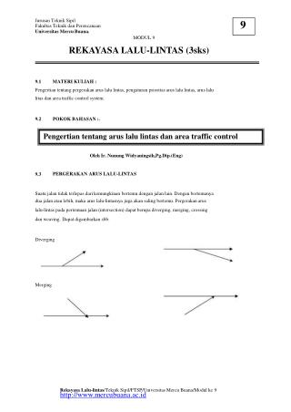 Jurusan Teknik Sipil Fakultas Teknik dan Perencanaan Universitas Mercu Buana. MODUL 9