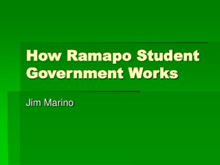 How Ramapo Student Government Works