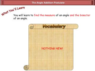 The Angle Addition Postulate