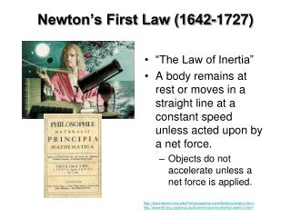 Newton’s First Law (1642-1727)