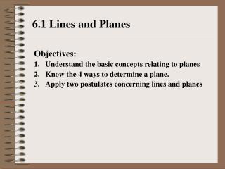 6.1 Lines and Planes