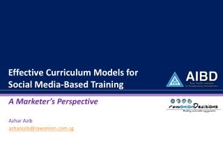 Effective Curriculum Models for Social Media-Based Training