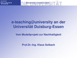 e-teaching@university an der Universität Duisburg-Essen