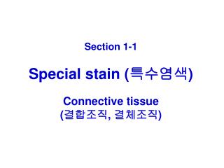 Section 1-1 Special stain ( 특수염색 ) Connective tissue ( 결합조직 , 결체조직 )