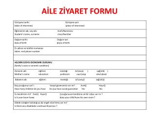 AİLE ZİYARET FORMU