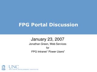 FPG Portal Discussion