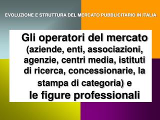 EVOLUZIONE E STRUTTURA DEL MERCATO PUBBLICITARIO IN ITALIA