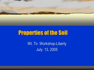 Properties of the Soil