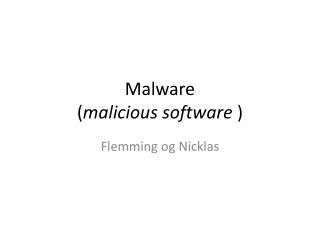 Malware ( malicious software )