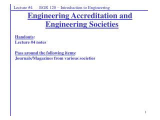 Lecture #4 EGR 120 – Introduction to Engineering