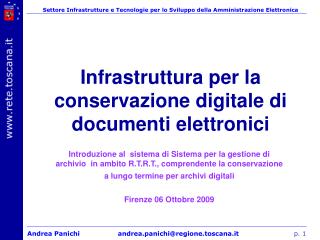 Infrastruttura per la conservazione digitale di documenti elettronici