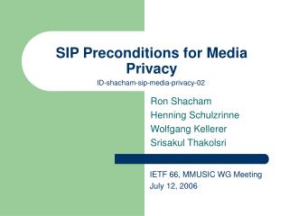 SIP Preconditions for Media Privacy