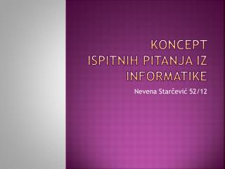 Koncept ispitnih pitanja iz informatike