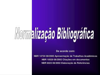 Normalização Bibliográfica