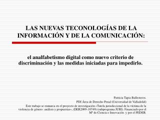 LAS NUEVAS TECONOLOGÍAS DE LA INFORMACIÓN Y DE LA COMUNICACIÓN: