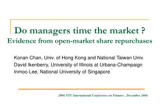 Do managers time the market ? Evidence from open-market share repurchases
